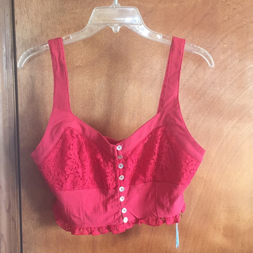 Free people red lace crop top- tags still on - Picture 2 of 7